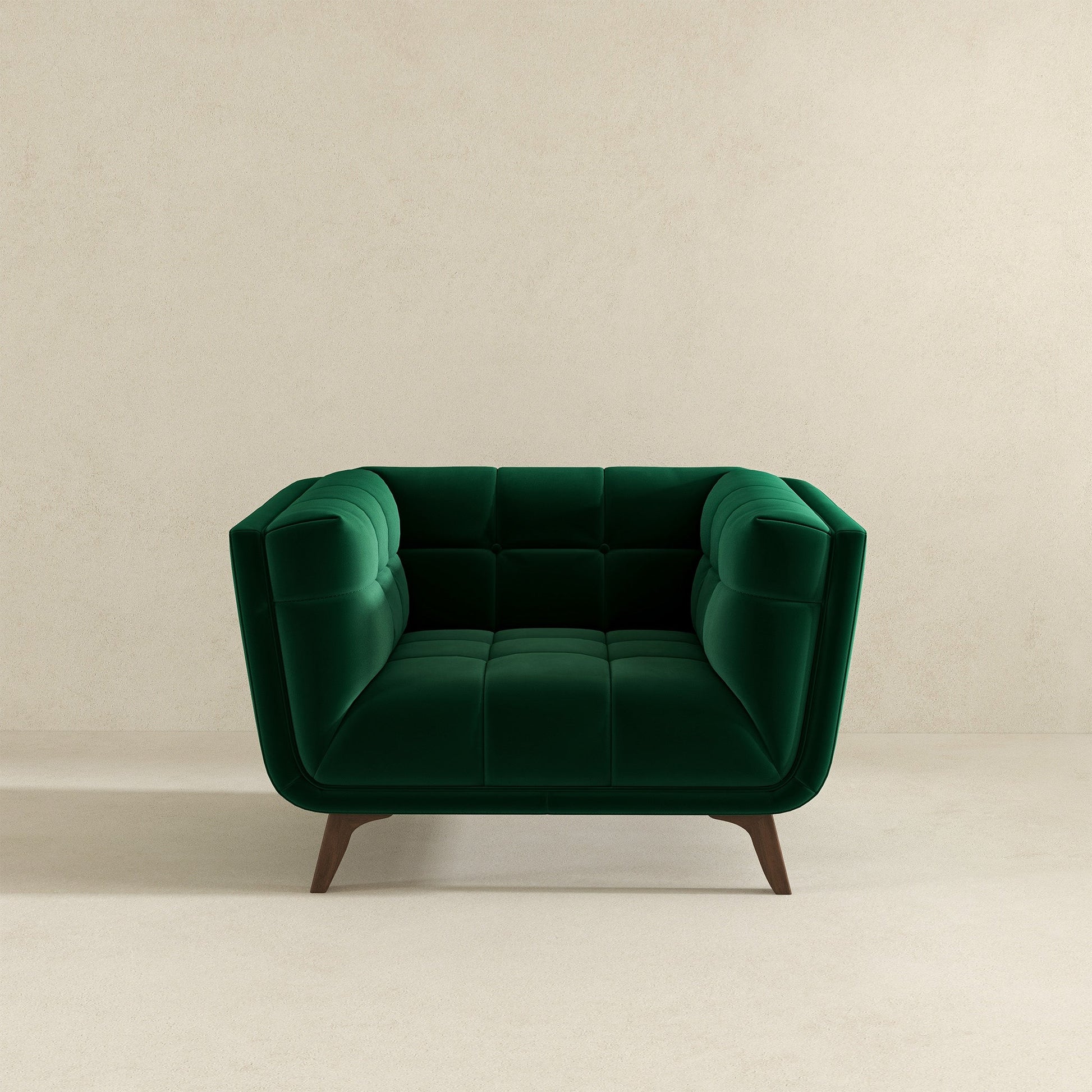 Addison Lounge Chair Dark Green Velvet Dark Green,Wood Brown Velvet Wood Tufted Back Walnut Solid Wood,Velvet
