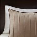 7 Piece Faux Suede Comforter Set Beige Cal King California King Beige Polyester
