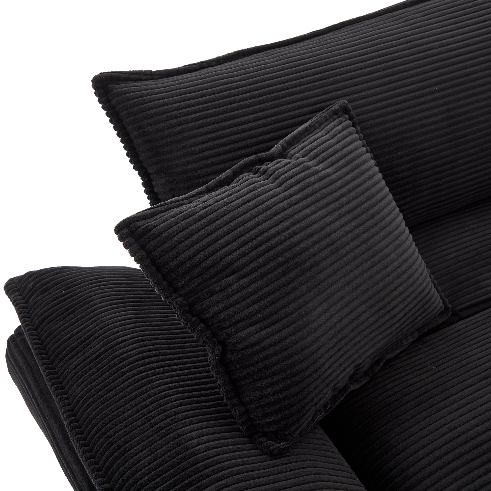 Corduroy Sofa Sleeper Couch Loveseat Sofa With Pillows Comfy Upholstered Deep Seat Sofa For Bedroom,Living Room,Apartment,Office,Dorm Black Corduroy Black Foam Upholstered 2 Seat