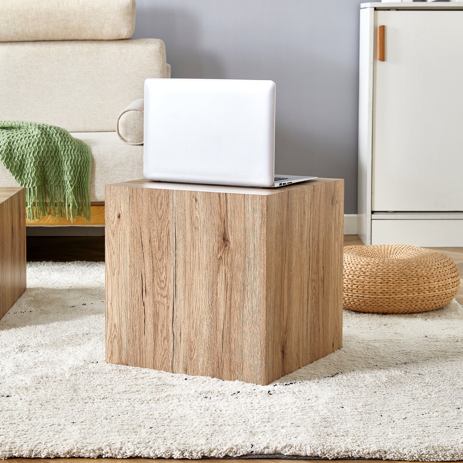 Elevate Your Living Space With This Modern Mdf Coffee Table That Showcases Smooth, Light Wood Color Texture Patterns. It Is Characterized By Stylish Design. Wood Mdf