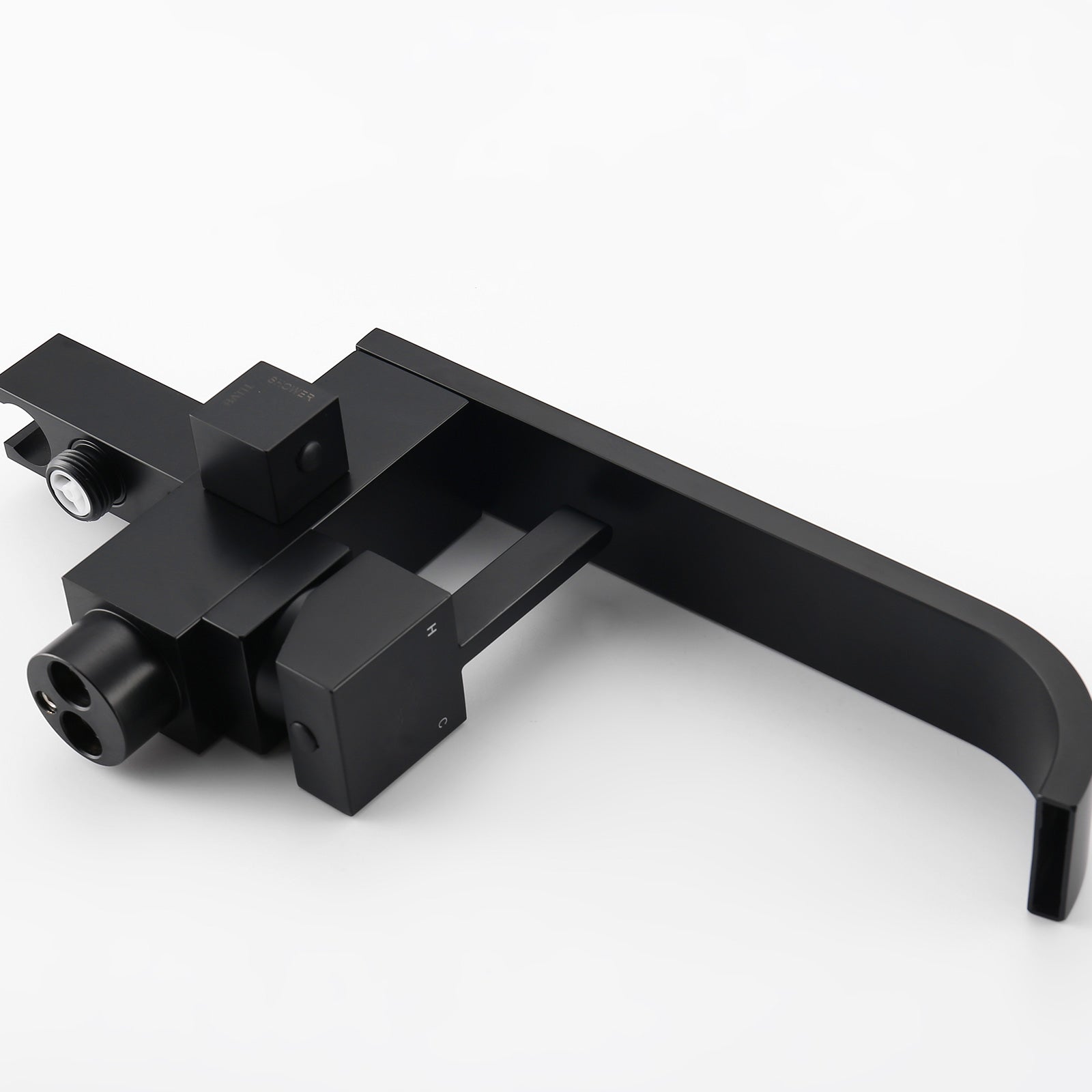 Matte Black Freestanding Bathtub Faucet Waterfall Tub Filler With Handheld Shower Matte Black Brass