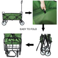 Folding Wagon Garden Shopping Beach Cart Green Grass Green Metal