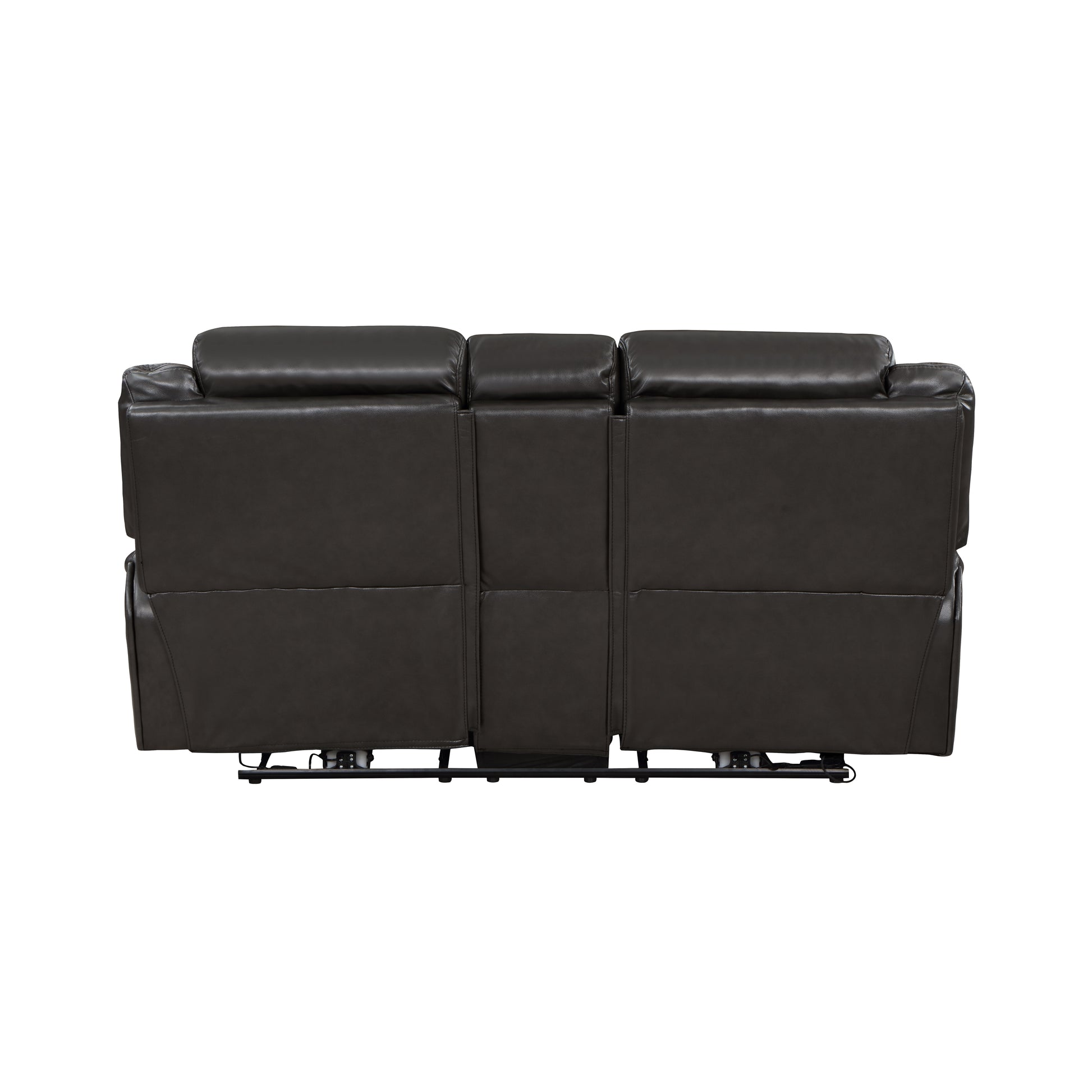 1Pc Living Room Furniture Modern Design Power Reclining Beautiful Seat With Center Console Dark Grayfaux Leather Upholstery Usb Ports Contemporary Home Dark Gray,Light Gray Faux Leather Wood Primary Living Space Contemporary,Modern,Ultra Modern Pillow