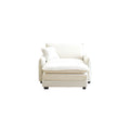 Single Deep Seat Sofa With Footstool With One Pillow, Suitable For Living Room And Bedroom, Club Multiple Occasions,White Corduroy White Corduroy 1 Seat