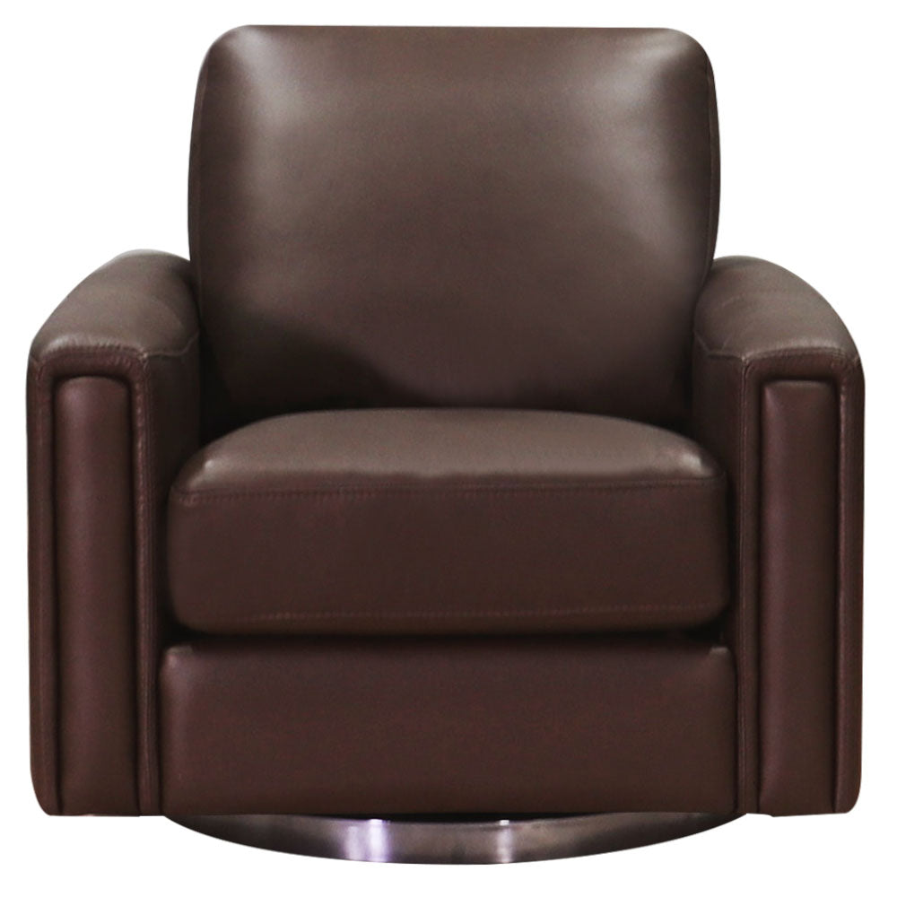 Hayward Swivel Leather Chair Chestnut Memory Foam Genuine Leather