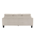 Velvet Sectional Couch Withl Shaped Sofa With Ottoman For Small Apartment Beige Velvet 3 Seat