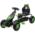 Aosom Kids Pedal Go Kart Ride On Toy With Ergonomic Comfort, Pedal Car With Tough, Wear Resistant Tread, Go Cart Kids Car For Boys & Girls With Suspension System, Safety Hand Brake, Ages 5 12, Green Green Plastic