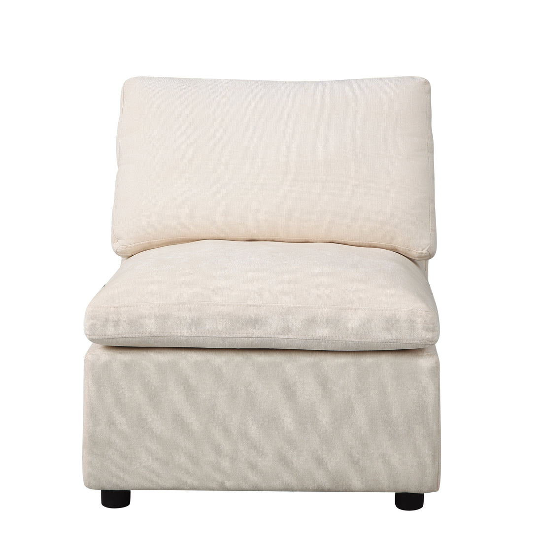 Modern Upholstered Middle Module For Modular Sectional,Sectional Sofa Couch Accent Armless Chair, Chenille Beige Beige Fabric 1 Seat