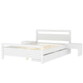 Full Size Wooden Platform Bed With 2 Storage Drawers And 2 Bedside Tables, White Full White Pine