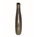 Zelo 11 Inch Decorative Vase, Aluminum, Webbed Design, Bottleneck, Gold Gold Brown Aluminium