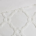 3 Piece Tufted Cotton Chenille Geometric Duvet Cover Set King Off White Cotton