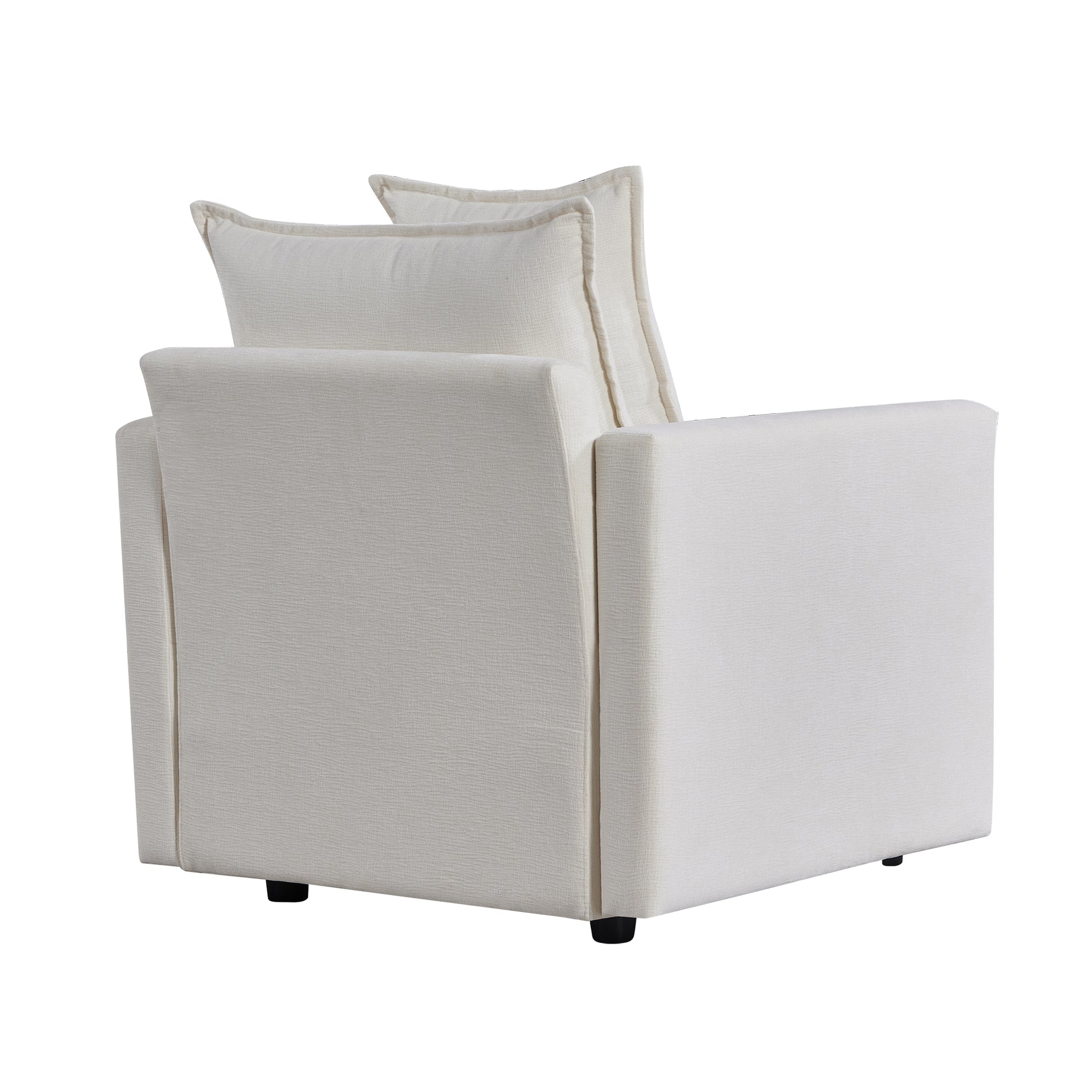 Chenille Fabric Comfy Deep Single Seat Sofa Upholstered Reading Armchair Living Room White Foam Chenille 1 Seat