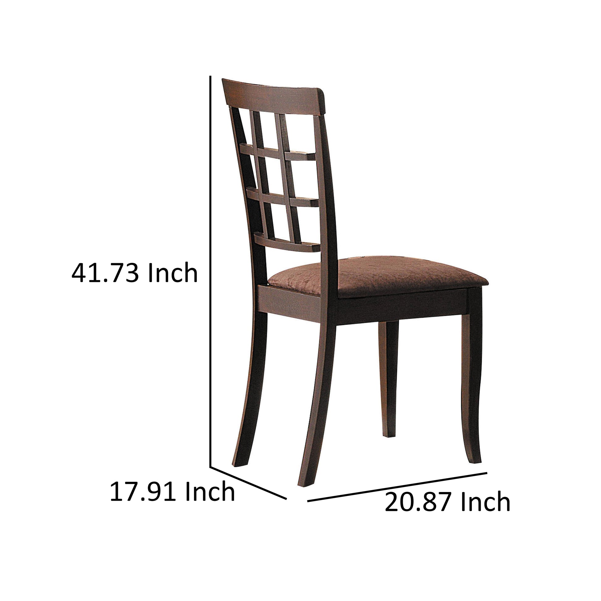 Wood & Fabric Side Chairs With Open Grid Pattern Back, Espresso Brown, Set Of 2 Brown Wood Fabric