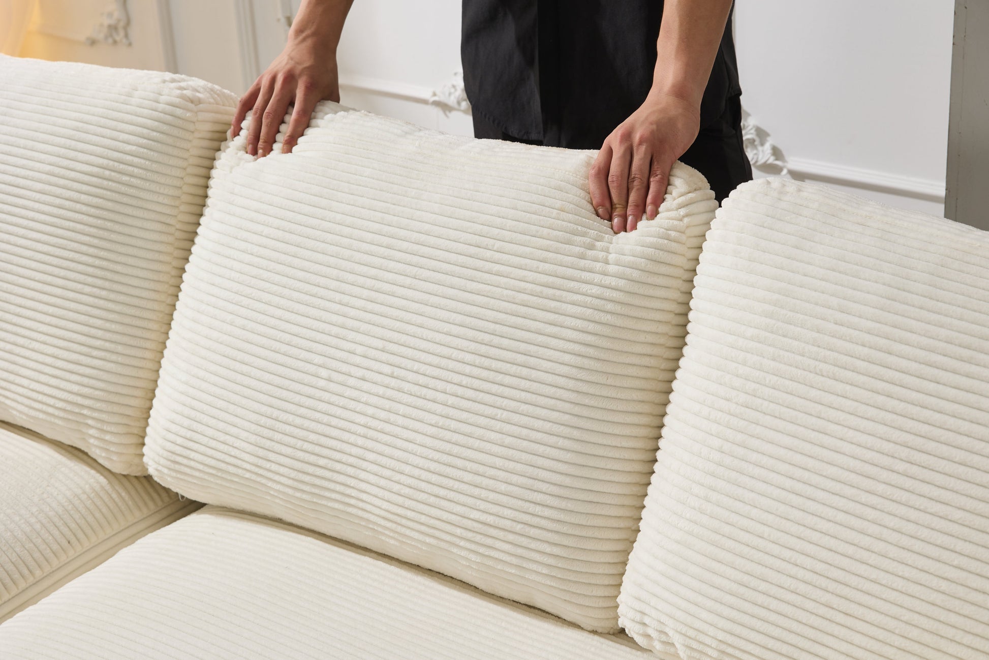 99*69" Modular Sectional Living Room Sofa Set, Modern Minimalist Style Couch, Upholstered Sleeper Sofa For Living Room, Bedroom, 2 Pc Free Combination, Installation Free Sofa, L Shape, White White Primary Living Space Soft Minimalist,Modern Foam Spring 4