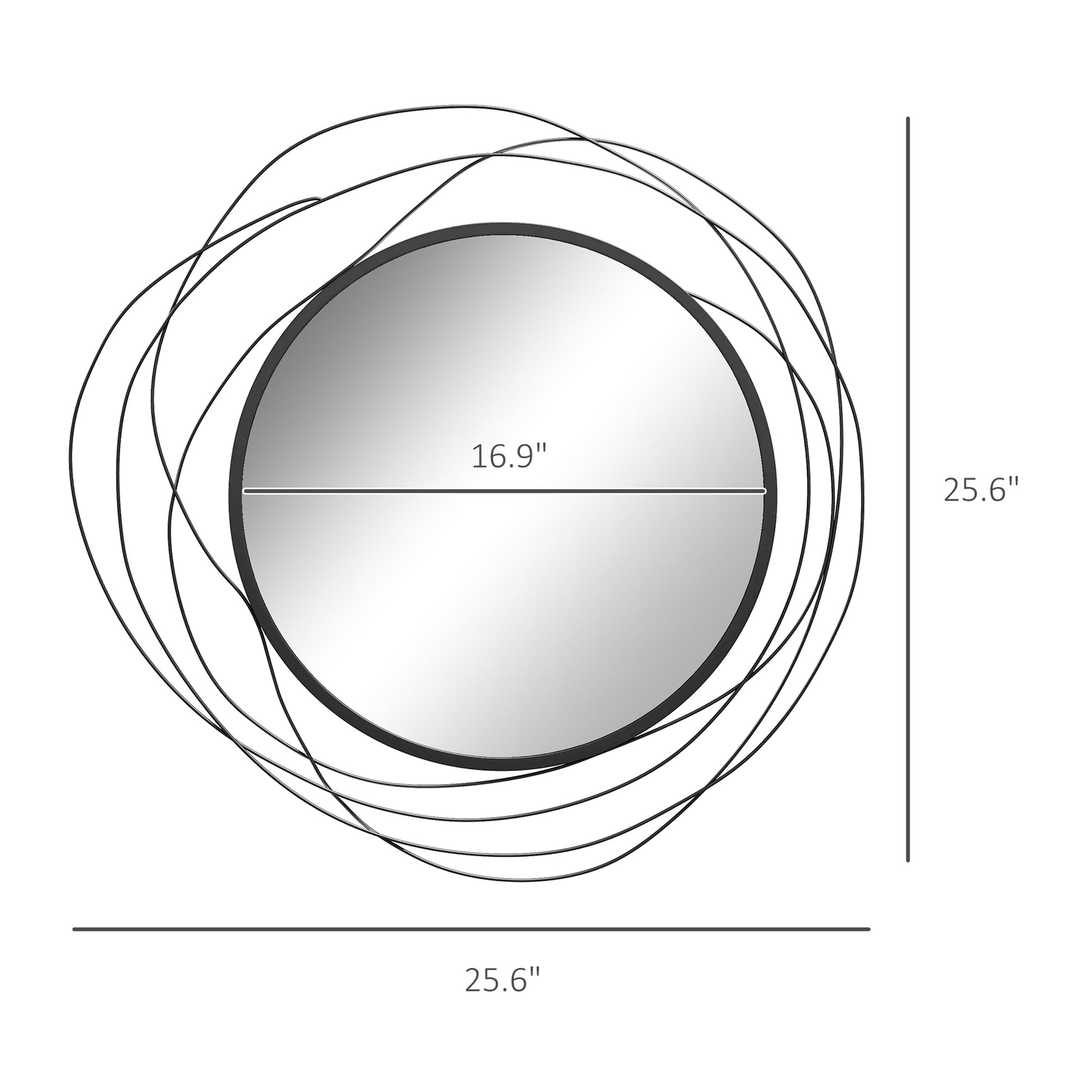 Homcom Metal Wall Art Modern Mirror Decor Home Hanging Wall Sculptures For Living Room Bedroom Dining Room, Black Black Mdf Glass