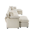 Cloud Like Comfy Soft Upholstered 4 Seater Modular Sofas With 2 Ottomans, 4 Seat U Shape Corduroy Fabric Sofa,Light Beige Corduroy Fabirc Beige Corduroy 4 Seat