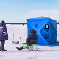 Outsunny 2 Person Ice Fishing Shelter, Pop Up Portable Ice Fishing Tent With Carry Bag, Windows And Anchors For Low Temp 22 , Blue Blue Polyester