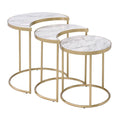 White And Gold 3 Piece Nesting Tables White Gold Primary Living Space Modern Round Wood Metal Sled
