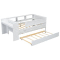 Multi Functional Twin Daybed With Drawers And Trundle, Headboard Storage And Tables, Usb Charging Station, White Box Spring Not Required Twin White Wood Daybeds Pine
