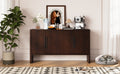 4 Door Large Storage Retro Sideboard With Adjustable Shelves And Long Handles For Kitchen, Dining Room And Living Room Espresso Espresso Mdf