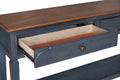 Americana 60 Inch Sofa Table, No Assembly Required, Corduroy Blue Finish Blue Rubberwood Rubber Wood