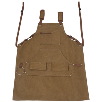 Long Heavy Duty Canvas Tool Apron, Carpenter Aprons, Woodworking Aprons, Carpenters 16 Oz ,Fully Adjustable To Comfortably Fit Men And Women ,Not Waxed Brown Canvas