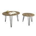27.56'' Round Nesting Coffee Table Set Of 2, Circular Nesting End Table Set, Round Wooden Tabletop, And Sturdy Metal Base For Living Room, Bedroom, Brown Rustic Brown Round Wood Metal