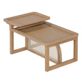 Modern 2 Piece Nesting Rattan Wood Mdf Coffee Table Set In Natural Natural Rubber Wood
