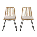 Deja Chair,2Pcs With 2 Cushions Light Brown Rattan