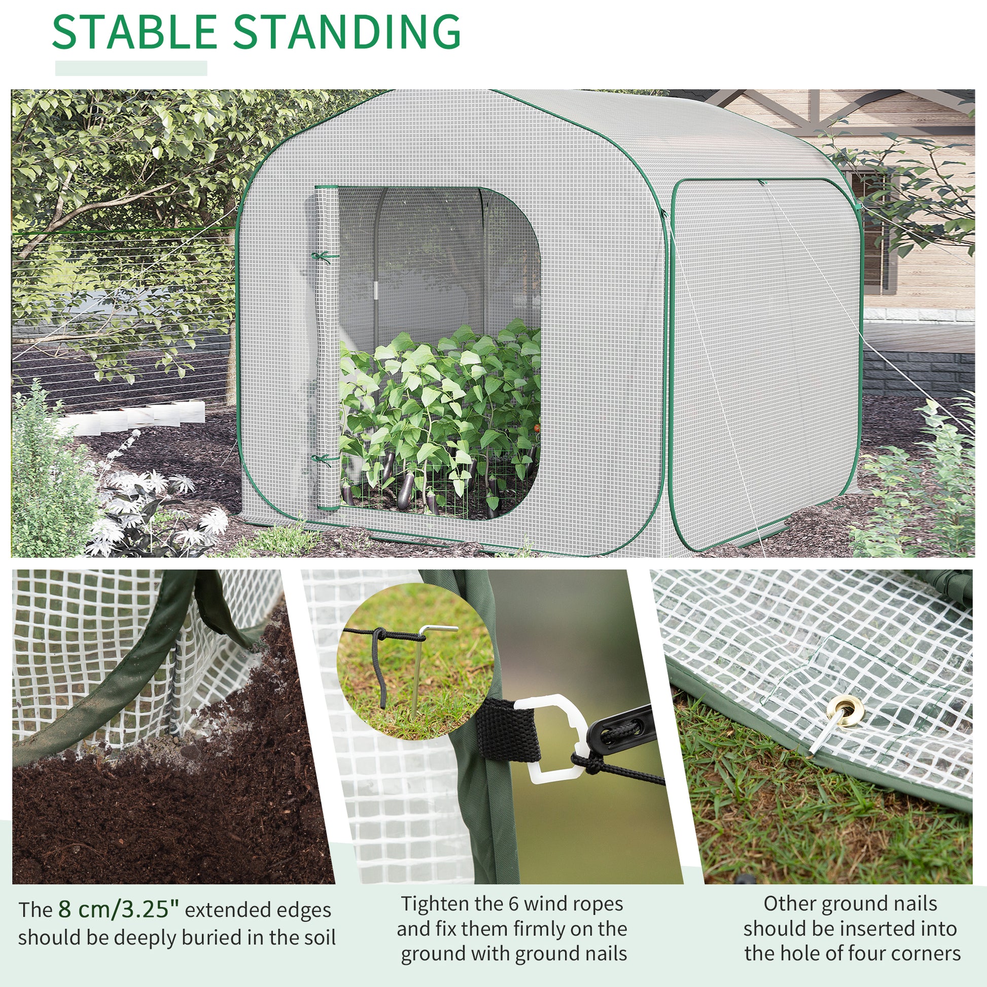 Outsunny 7' X 7' X 6' Portable Walk In Greenhouse, Pop Up Setup, Outdoor Garden Hot House, Hobby Greenhouse Tent With Zipper Door For Growing Flowers, Herbs, Vegetables, Saplings, Succulents, White White Steel
