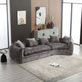 Modular Sectional Sofa, U Shaped Couch With Sofa For Five & Pillows, Modern Minimalist Chenille Fabric Large Comfy Cloud Sofas, Living Room Furniture Sets Gray Chenille 5 Seat