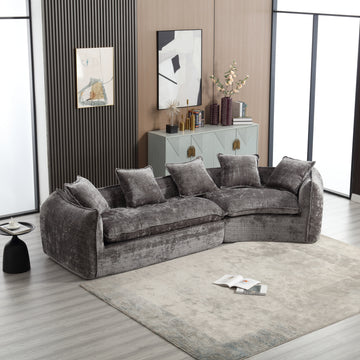 Modular Sectional Sofa, U Shaped Couch With Sofa For Five & Pillows, Modern Minimalist Chenille Fabric Large Comfy Cloud Sofas, Living Room Furniture Sets Gray Chenille 5 Seat