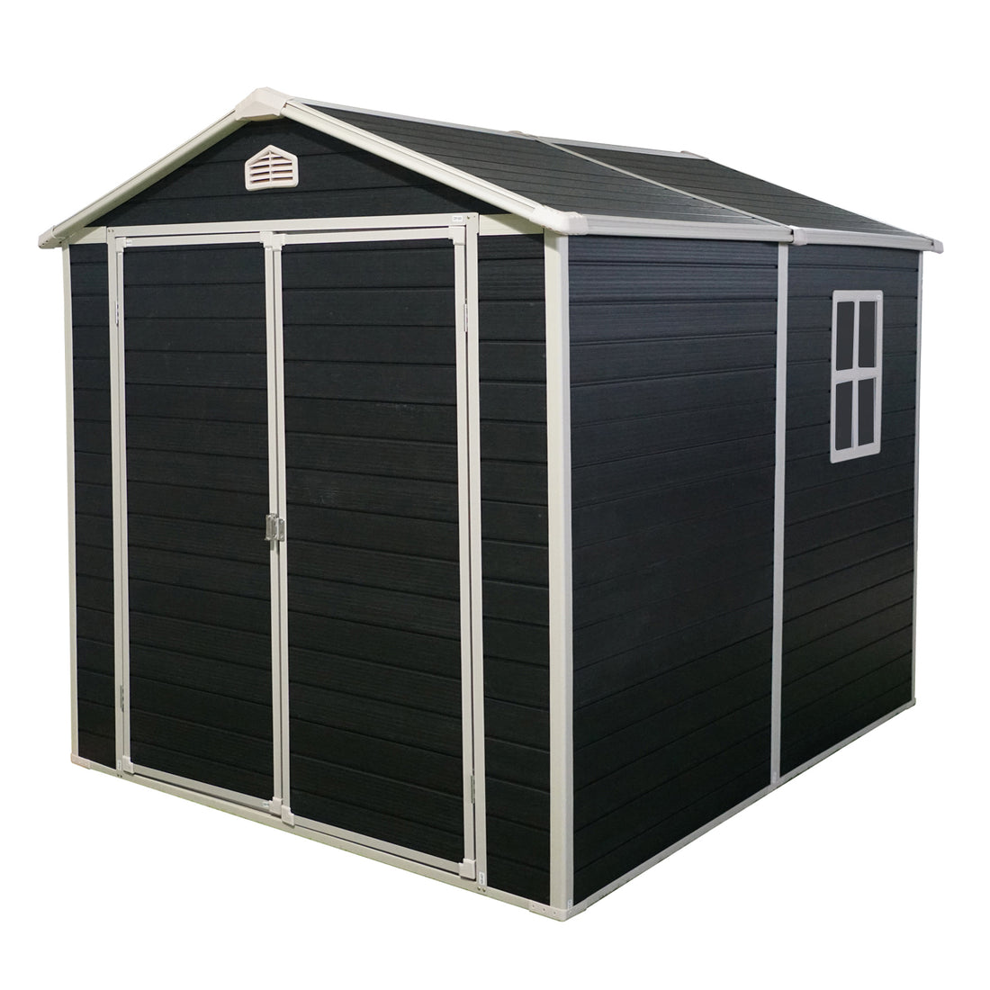 6X8Ft Resin Outdoor Storage Shed Kit Perfect To Store Patio Furniture,Black Black Plastic