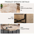 Wood Octagonal Vintage Patchwork Craft Farmhouse 30 Inch Wooden Table Top Cross Metal Legs Coffee Table For Living Room Antique Wood Oak Natural Wood Antique White Primary Living Space Antique Floor Mount Open Storage Coffee & End Tables Mdf Mdf