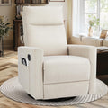Swivel Rocking Chair, 360 Swivel Recliner Chairs For Bedroom, Office, Glider Nursery Chair For Bedroom Room, Faux Leather Reclining Sofa With Large Footrest, Beige Beige Metal
