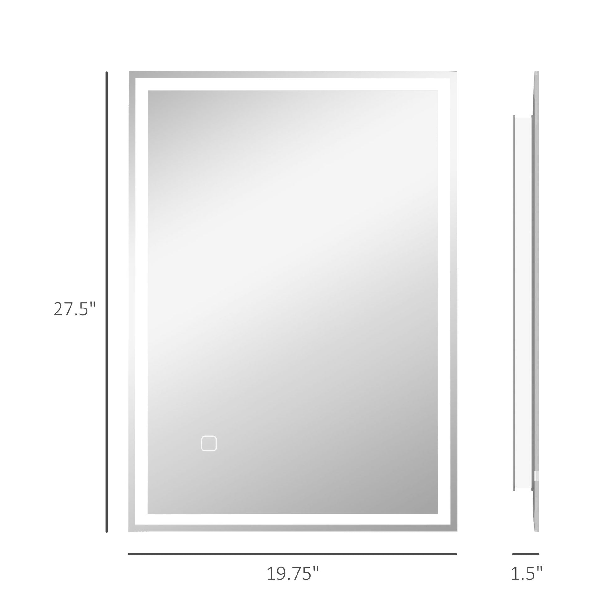Homcom Dimmable Bathroom Mirror With Led Lights, 3 Colors & Defogging Silver Tempered Glass
