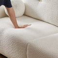 Lamb'S Wool 2 Seater Cushion Sofa 90'' Comfortable Sofa For Living Room Bedroom And Other Casual Spaces Lamb'S Wool Sofa With 2 Cushions And 2 Ball Pillows. Beige Beige Foam Fabric 2 Seat