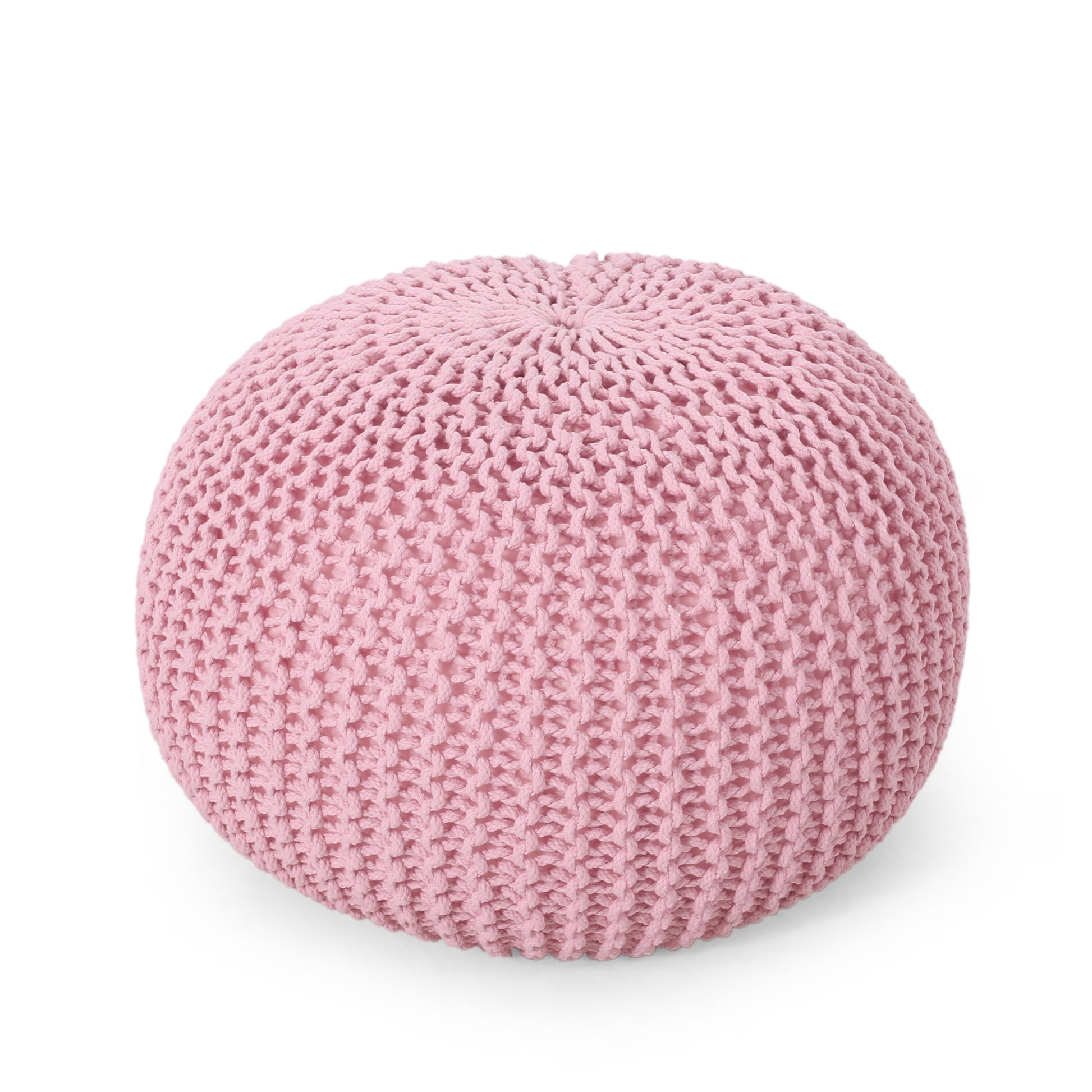Knited Pouf Pink Cotton
