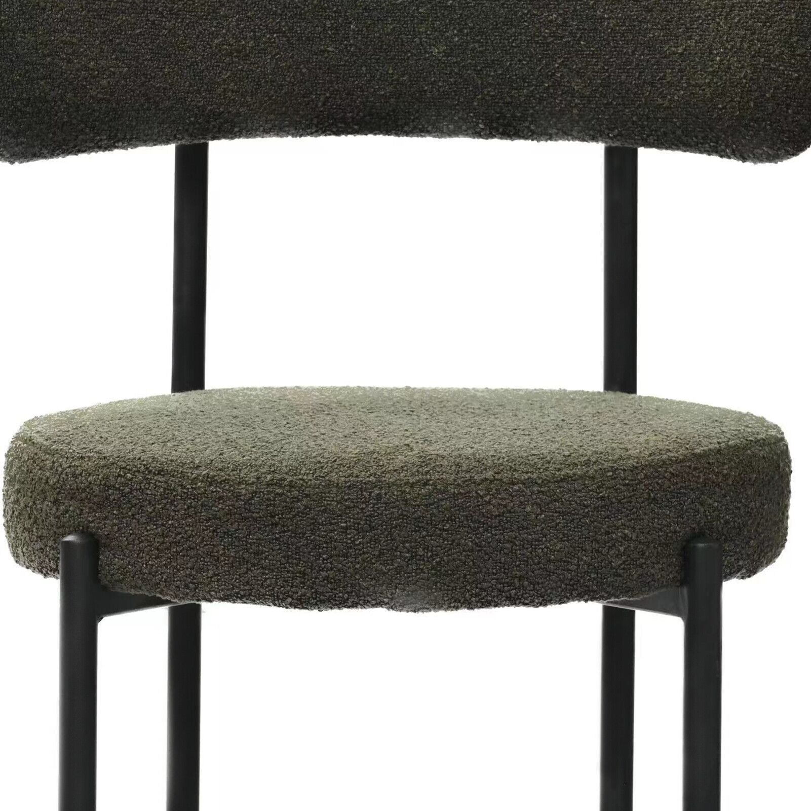 Green Boucle Dining Chairs Set Of 2,Mid Century Modern Curved Backrest Chair,Round Upholstered Kitchen Chairs Metal Green Dining Room Round Modern Dining Chairs Velvet