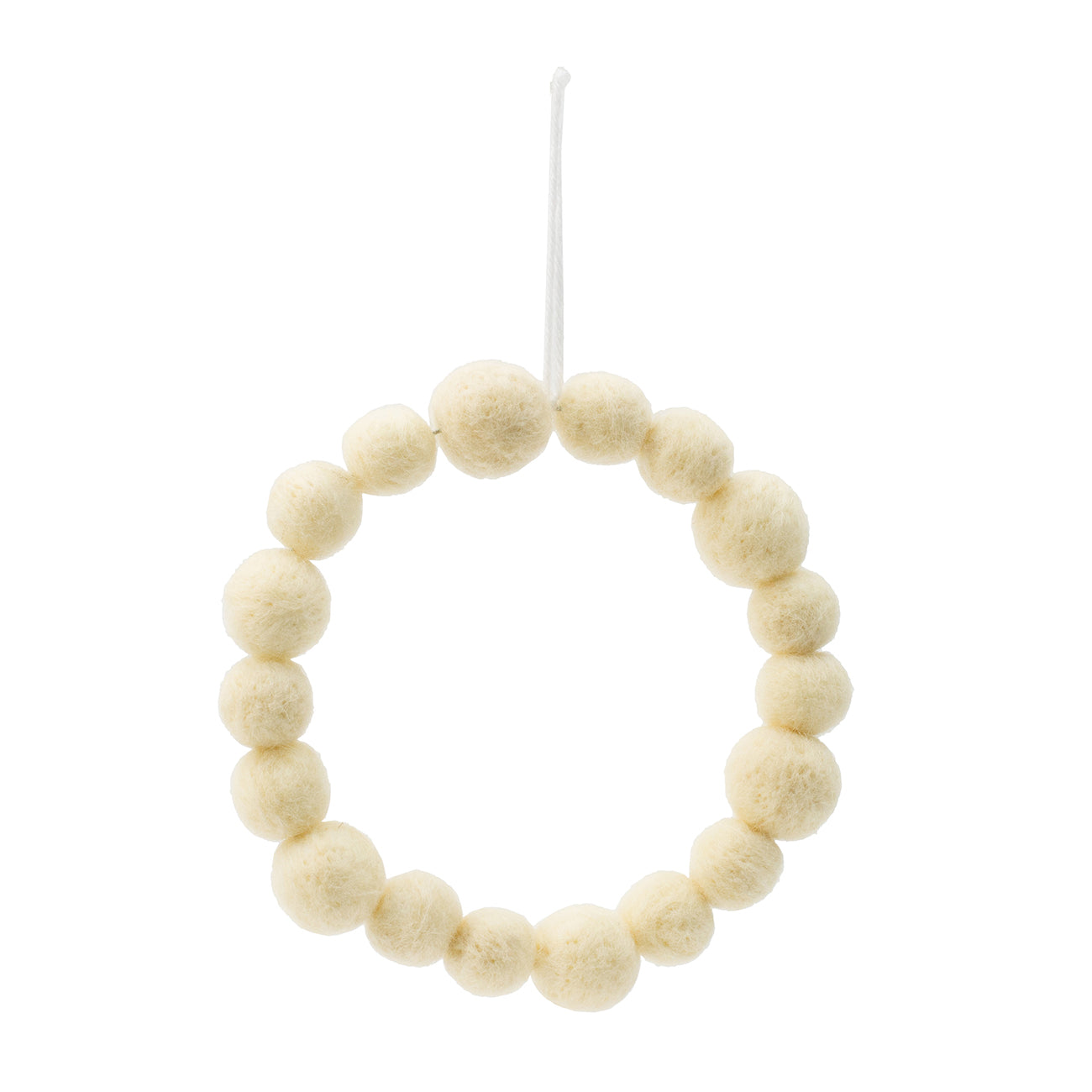 6.7" Cream Ball Wreath, Christmas Tree Ornaments For Holiday Party Decorations, Set Of 6 Cream Wool