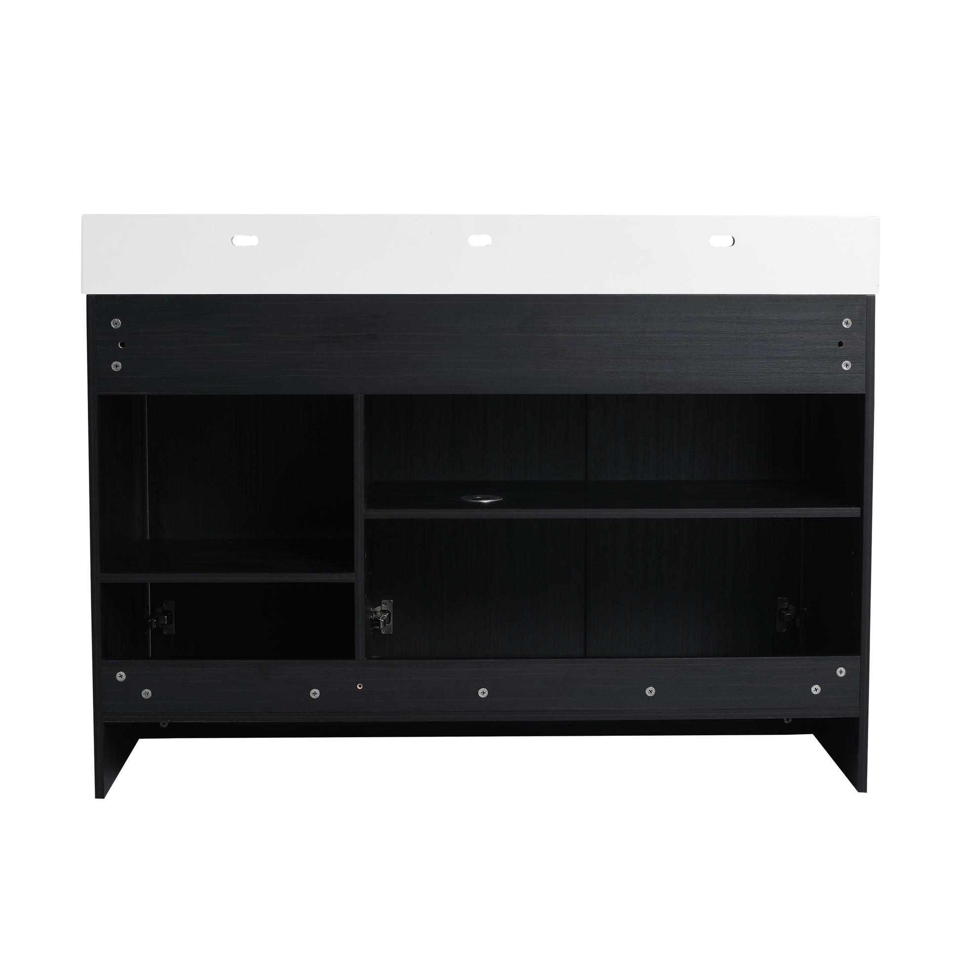 48 Inch Freestanding Bathroom Vanity With Resin Sink, With Soft Closing Door, Kd Package Black Chestnut Bathroom Modern Plywood