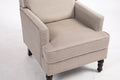 Upholstered Accent Chair, Vintage Armchair With Blue And White Striped Linen Fabric And Trim For Living Room Grey Cotton