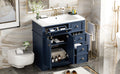 36'' Bathroom Vanity With Resin Sink Combo, Solid Wood Frame Bathroom Storage Cabinet, Freestanding Vanity Set With 3 Drawers& Adjustable Shelf Blue Bathroom Modern Solid Wood Mdf Resin
