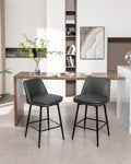 Counter Height Swivel Bar Stools Set Of 2, 360 Swivel Upholstered Barstools With Back And Metal Legs, 25.6