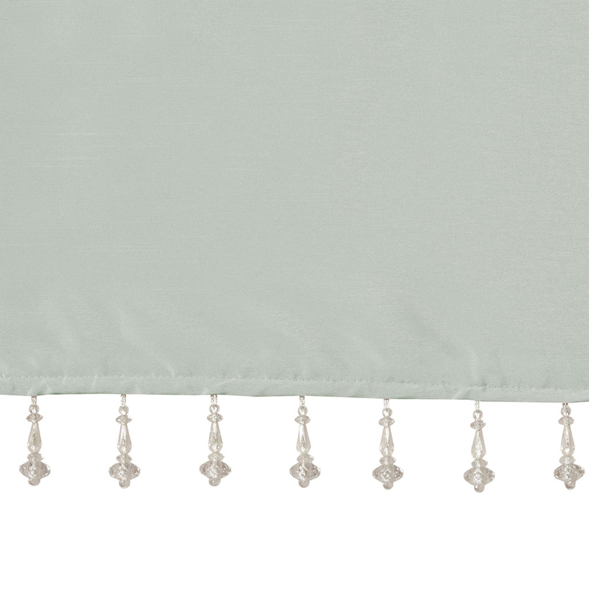 Lightweight Faux Silk Valance With Beads Dusty Aqua 50X26" Dusty Aqua Microfiber