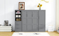 Queen Size Murphy Bed Wall Bed With Closet ,Drawers And Shelves,Gray Queen Gray Mdf Lvl