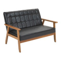 Coolmore Mid Century Modern Solid Loveseat Sofa Upholstered Pu Leather Loveseat, 2 Seat Upholstered Loveseat Sofa Modern Couch Black Pu Pu Leather 2 Seat