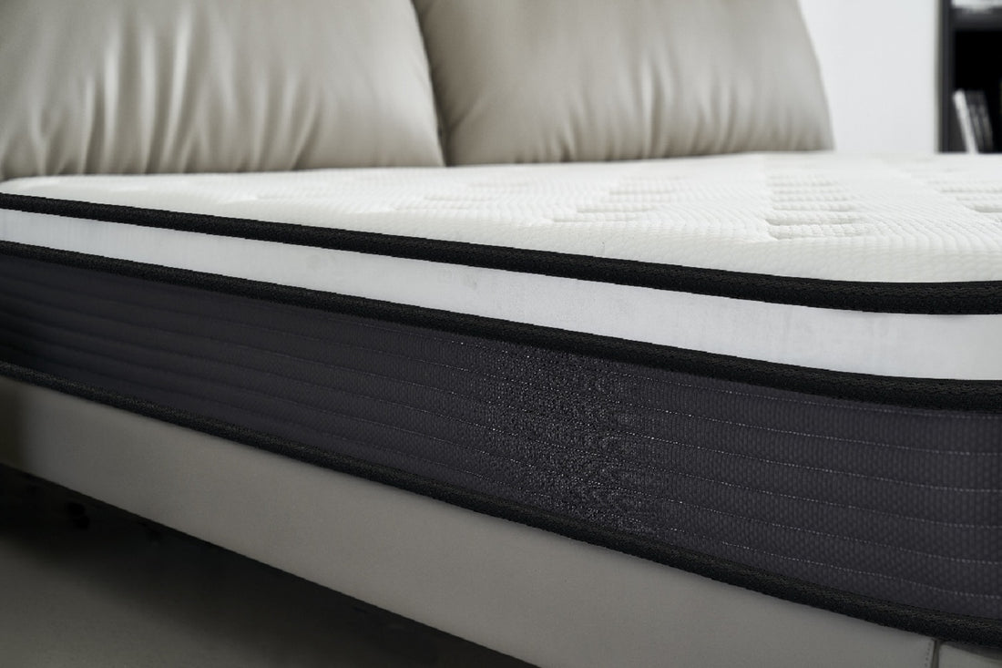 Hybrid 10 Inch Queen Mattress In A Box, Pillow Top Bed Cushion Withand Hypoallergenic Design, Medium Firm For Lumbar Support White Gray Foam Spring Queen
