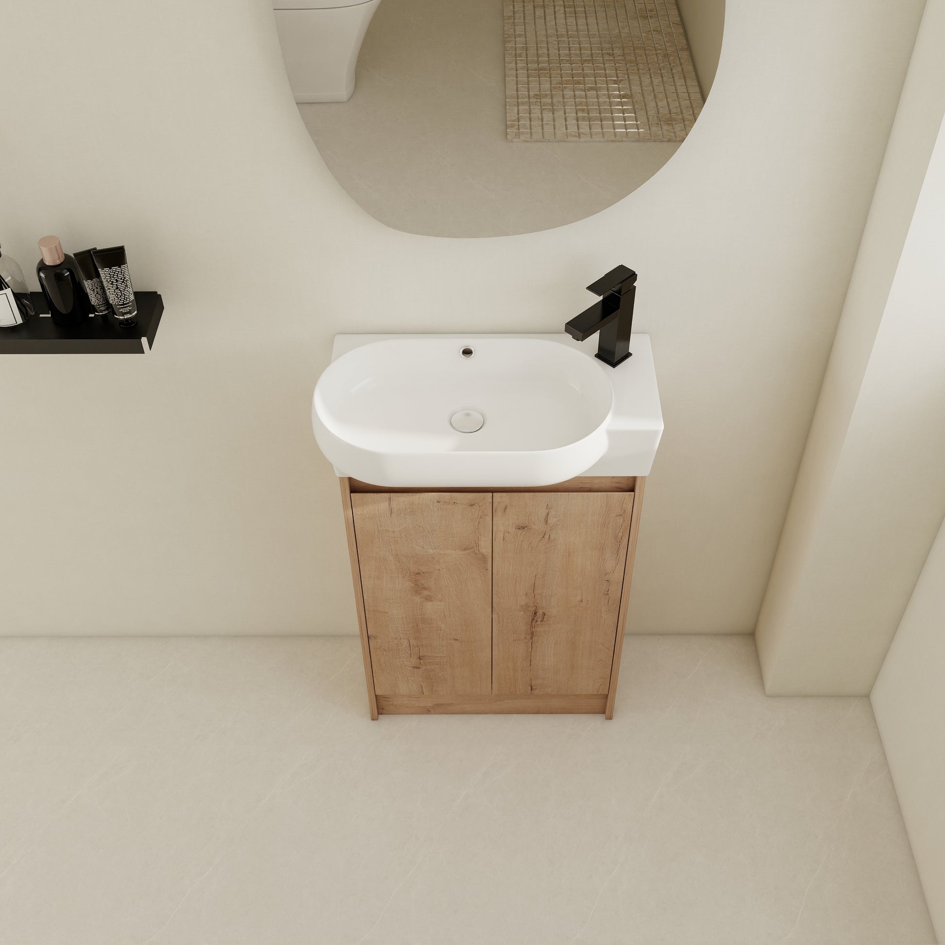 23" Freestanding Bathroom Vanity With Sink, Soft Close Doors Imitative Oak Bathroom Modern Plywood