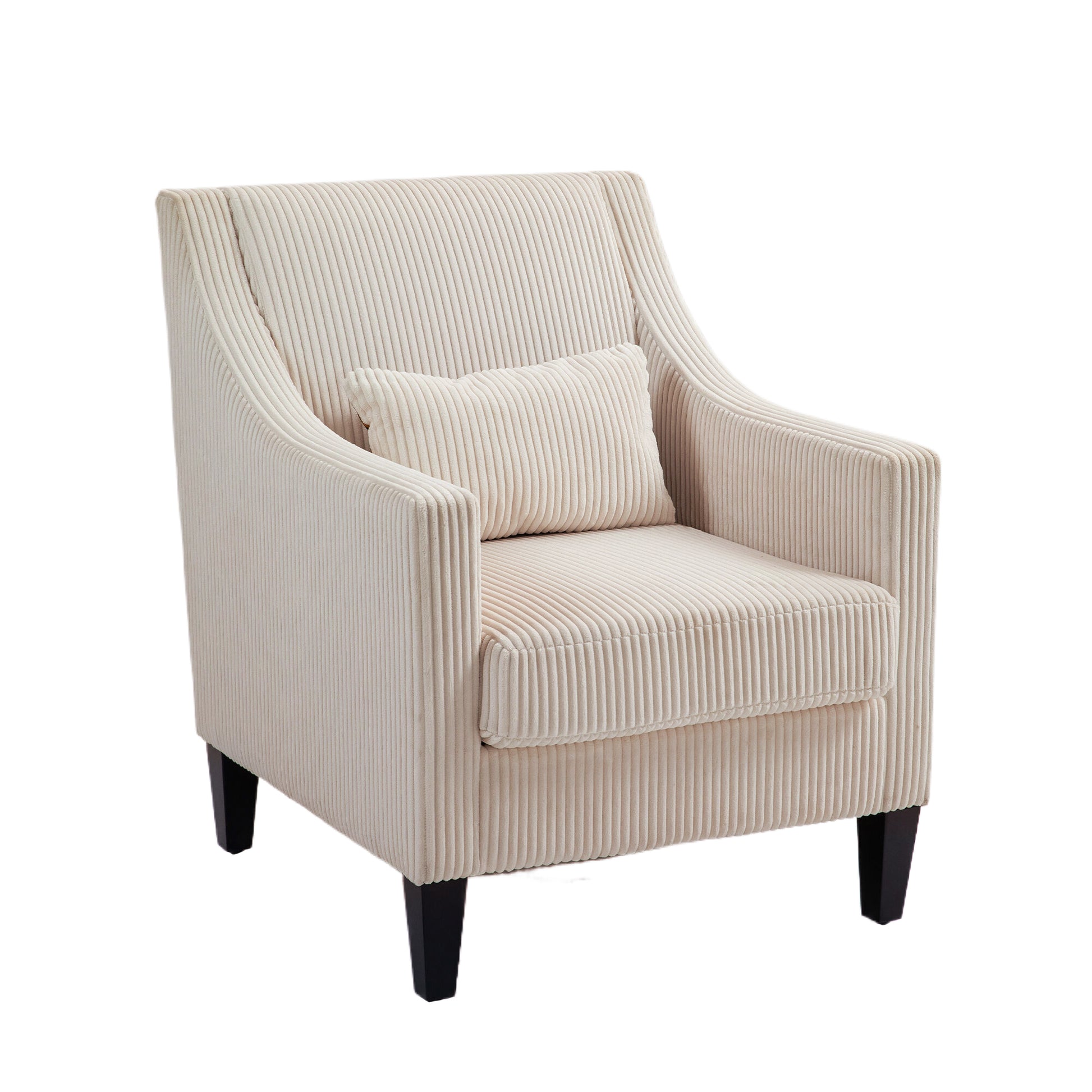 Coolmore Modern Accent Chair,Upholstered Armchair With Scooped Arms For Bedroom,Apartment,Studio,Office,Waiting Room Beige Corduroy Beige Primary Living Space Foam Corduroy